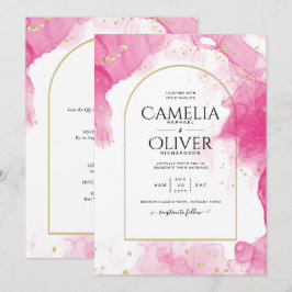 Convite de casamento de TINTA DOURADA LeahG PINK