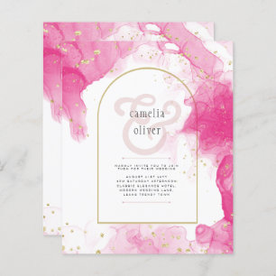 Convite de casamento de TINTA DOURADA LeahG PINK