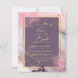 CONVITE DE CASAMENTO de Tinta Dourada Rosa Púrpura