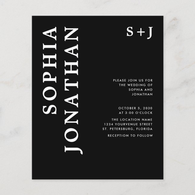 Convite de casamento de Tipografia Bold All in One (Frente)