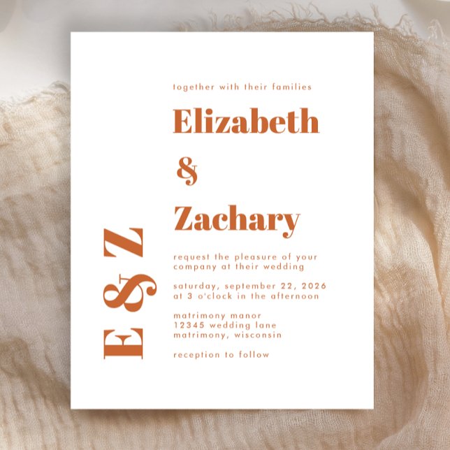 Convite de casamento de Tipografia Laranja Queimad (Criador carregado)