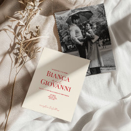 Convite De Casamento De Tipografia Vermelha Retro