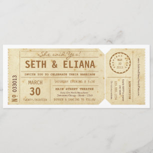 Convite De Casamento De Tíquetes De Reprodução 