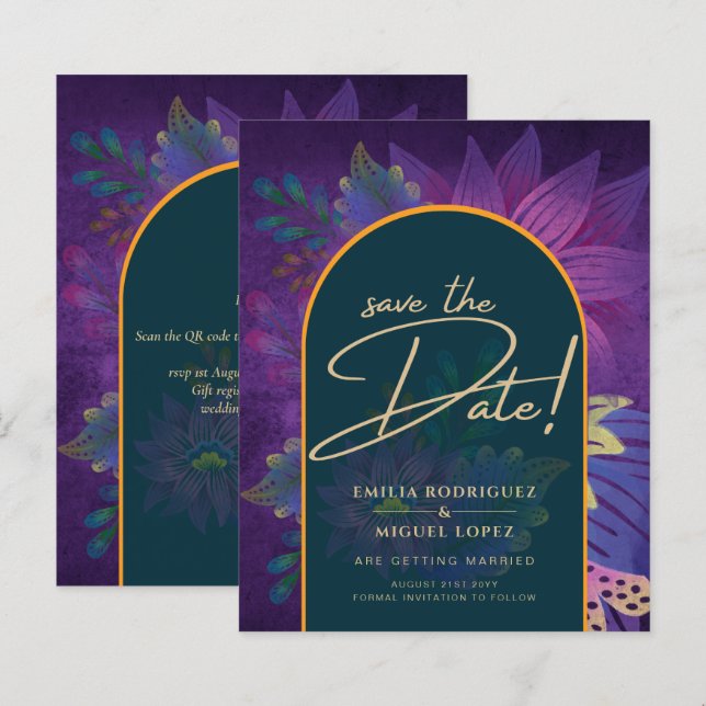 Convite de casamento de TONELADAS JUDAEL Douradas  (Frente/Verso)