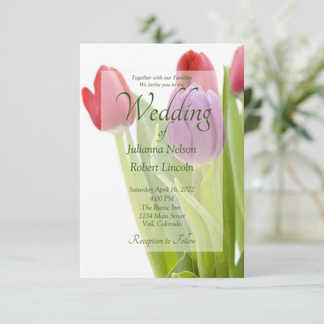 Convite de casamento de Tulipas (Em pé/Frente)