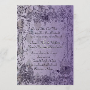 Convite De Casamento De Unicórnio Roxo Vintage