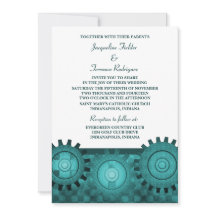 Convite de casamento de Ursos Steampunk, Teal
