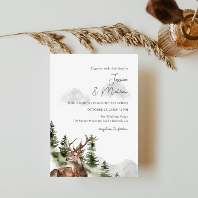 Convite de Casamento de Veado na Floresta da Monta (Criador carregado)