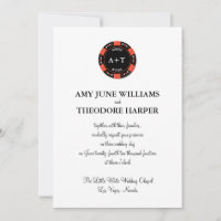 Convite de Casamento de Vegas para Chip Monograma 