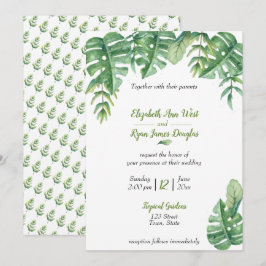 Convite de Casamento de Vegetação Botânica Tropica