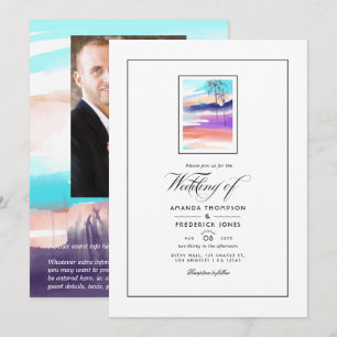 Convite de Casamento de Verão com Aquarela na Prai