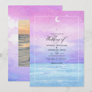 Convite de Casamento de Verão com Aquarela na Prai
