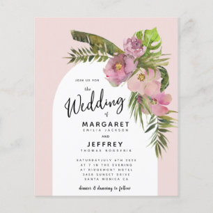Convite de Casamento de Verão com Arco Floral Trop