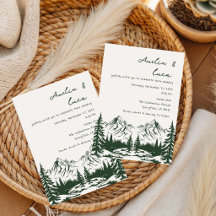 convite de casamento de verão na montanha desenhad