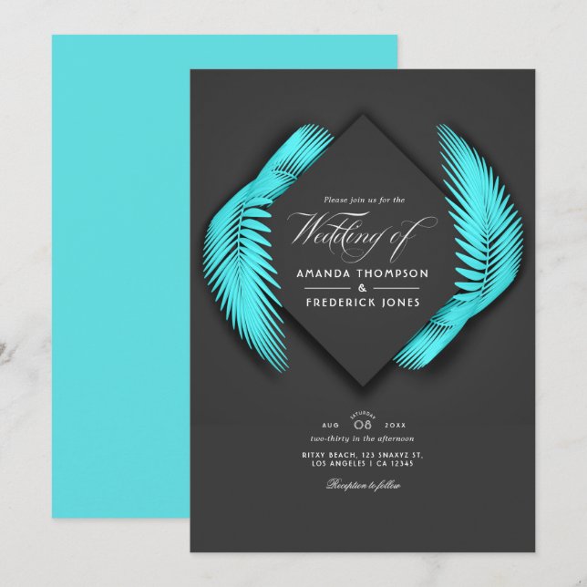 Convite de Casamento de Verão na Praia (Frente/Verso)