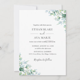 Convite de Casamento de Verde Folhagem de Eucalipt
