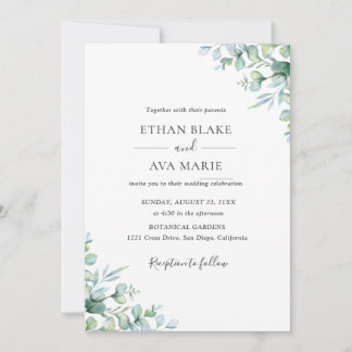 Convite de Casamento de Verde Folhagem de Eucalipt