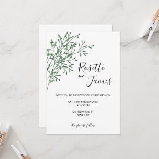 Convite de casamento de verde simples e moderno el
