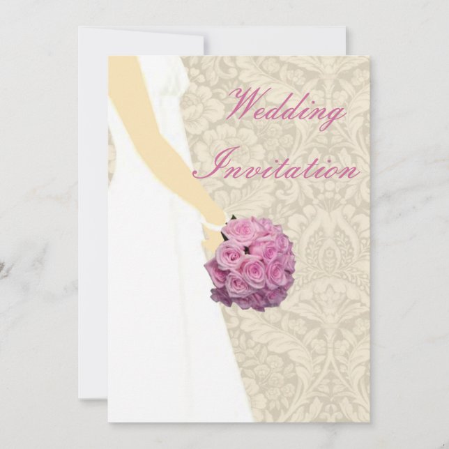 Convite de Casamento de Vestido de Noiva Elegante (Frente)