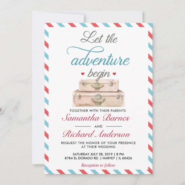 Convite de Casamento de Viagem Cartão Postal Verme (Frente)