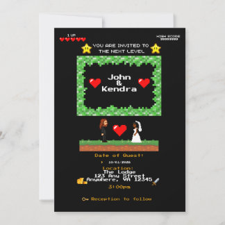 Convite de Casamento de Videogame de Arcade Retrô
