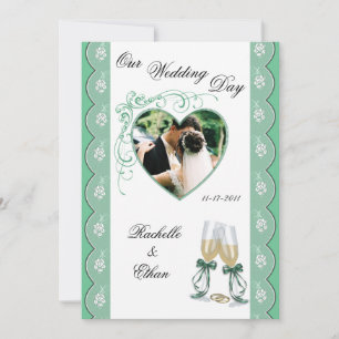 Convite De Casamento De Vidro De Champanhe Verde D