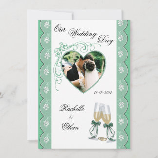 Convite De Casamento De Vidro De Champanhe Verde D