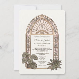Convite de Casamento de Vidro Pintado Jardim Botân