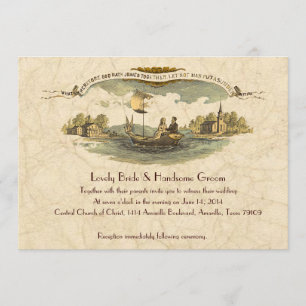 Convite De Casamento De Vintage Boat Lovers