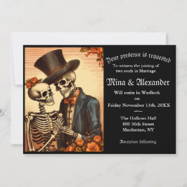 Convite de Casamento de Vintage Skeleton QRC