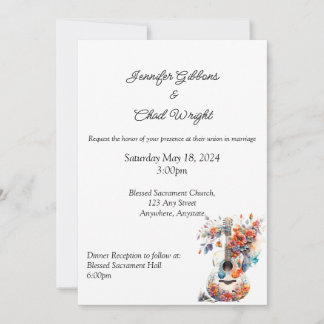 Convite De Casamento De Violão Floral, 5x7" Convit