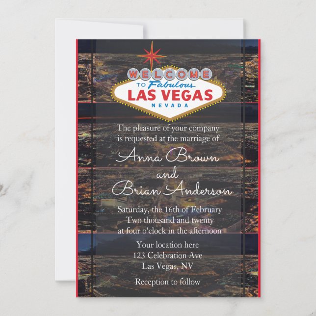 Convite De Casamento De Vista Aérea De Las Vegas (Frente)
