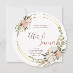 Convite De Casamento De Watercolor Floral Wreath