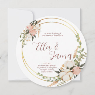 Convite De Casamento De Watercolor Floral Wreath