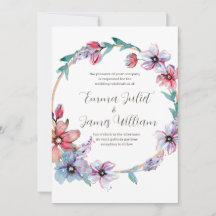 Convite De Casamento De Watercolor Floral Wreath