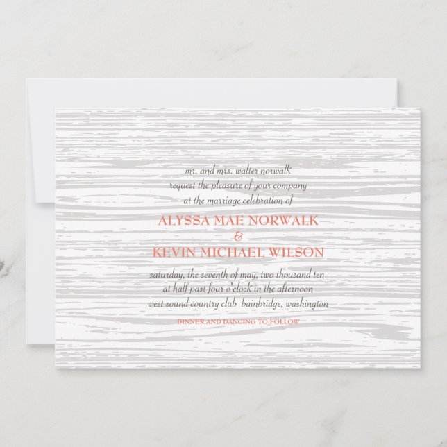 Convite De Casamento De Woodgrain (Frente)