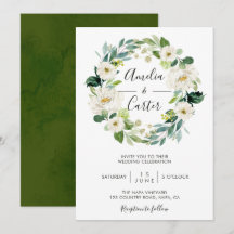Convite de Casamento de Wreath Floral Branca