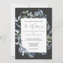Convite De Casamento De Wreath Floral Chic Blue