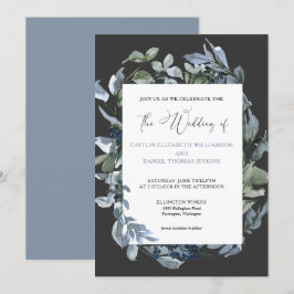 Convite De Casamento De Wreath Floral Chic Blue