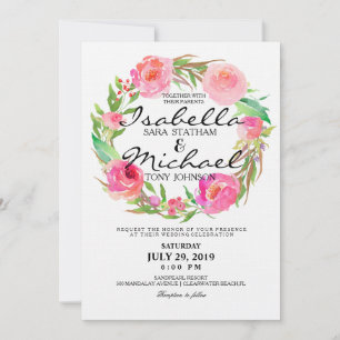Convite De Casamento De Wreath Floral Chic Waterco
