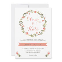 Convite De Casamento De Wreath Floral De Cor De Ág