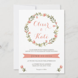 Convite De Casamento De Wreath Floral De Cor De Ág