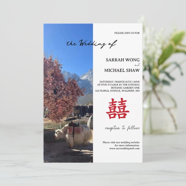 Convite de Casamento de Yak Chinês (Em pé/Frente)