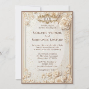 Convite de Casamento Decoração Floral Marfim Suave