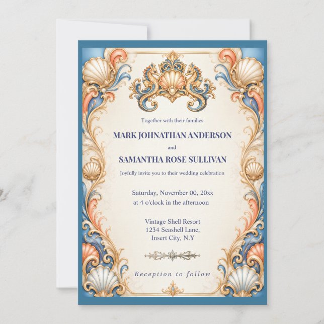 Convite de casamento decoração luxuosa de cavalos- (Frente)
