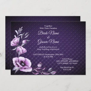 Convite De Casamento Decorativo Floral Purple