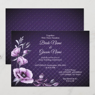 Convite de Casamento Decorativo Floral Roxo