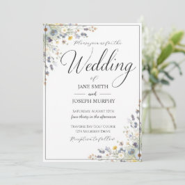 Convite de Casamento Delicado de Flor Silvestre