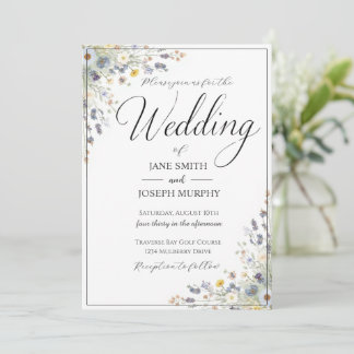Convite de Casamento Delicado de Flor Silvestre