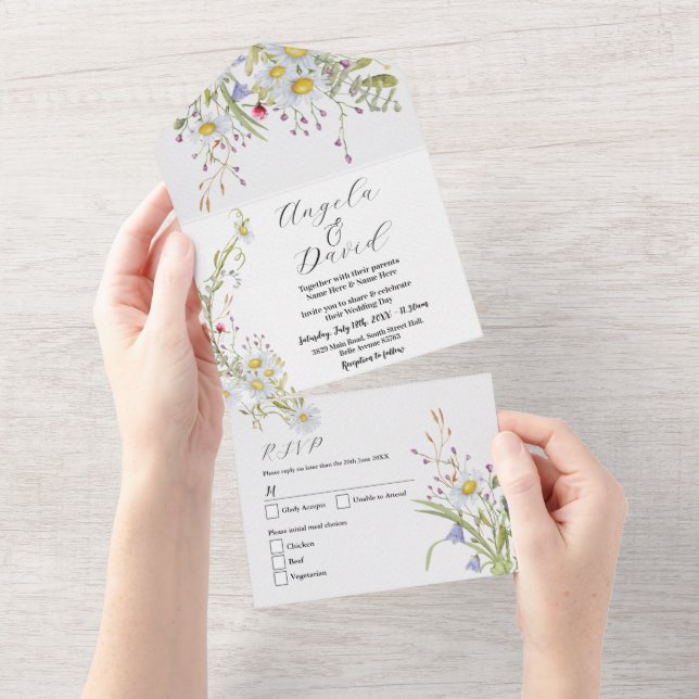 Convite de casamento Delicado de Primavera de Flor (Aba destacável)